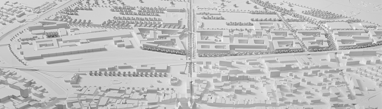 Maquette urbanistique du quartier Gare-Lac à Yverdon-les-Bains
